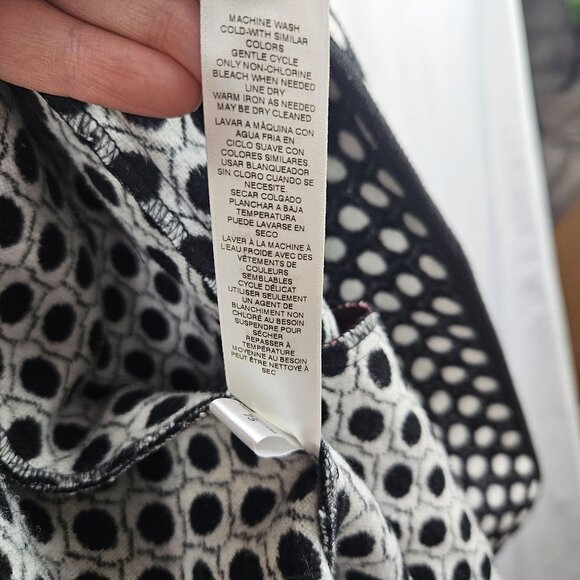 Chico's Womens Soft Fleece Black White Polka Dot Coat Jacket Top Size 3 - Picture 6 of 6